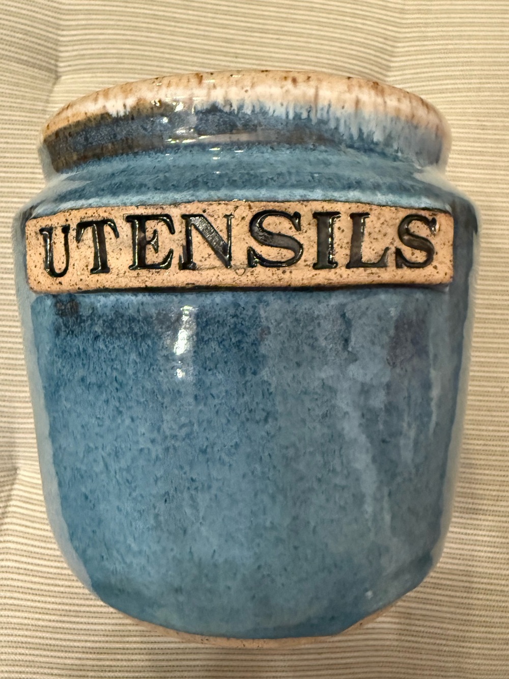 Blue Ceramic Utensils Crock - Utensils Jar